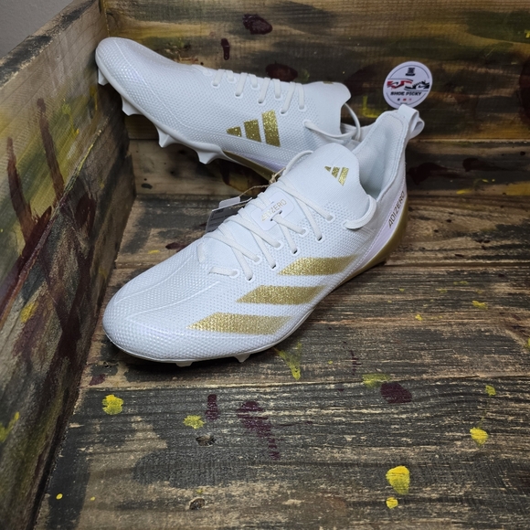 Adidas ADIZERO ELECTRIC+ FOOTBALL CLEATS White/Gold IE3287 Men’s Size 11 - Picture 1 of 8